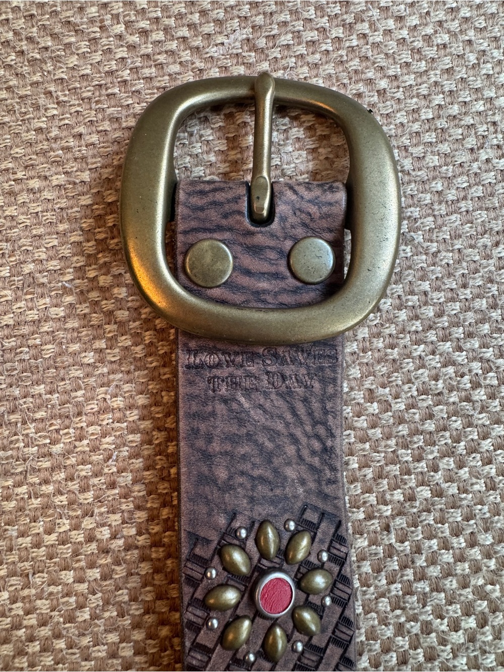 Women’s Decorative Leather Belt with Brass Buckle - Lucky Brand